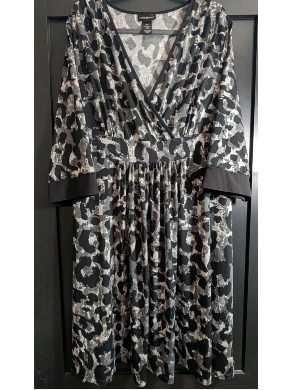 Lane Bryant Size 18/20 Leopard Print Faux Wrap Midi Dress Elastic Waist NEW